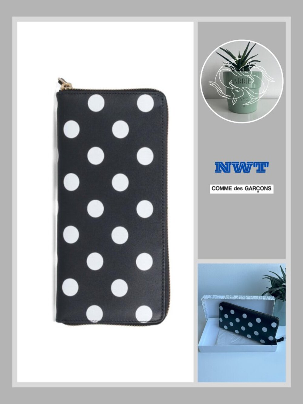 Comme des Garçons - Leather Wallet - Polka Dot Black